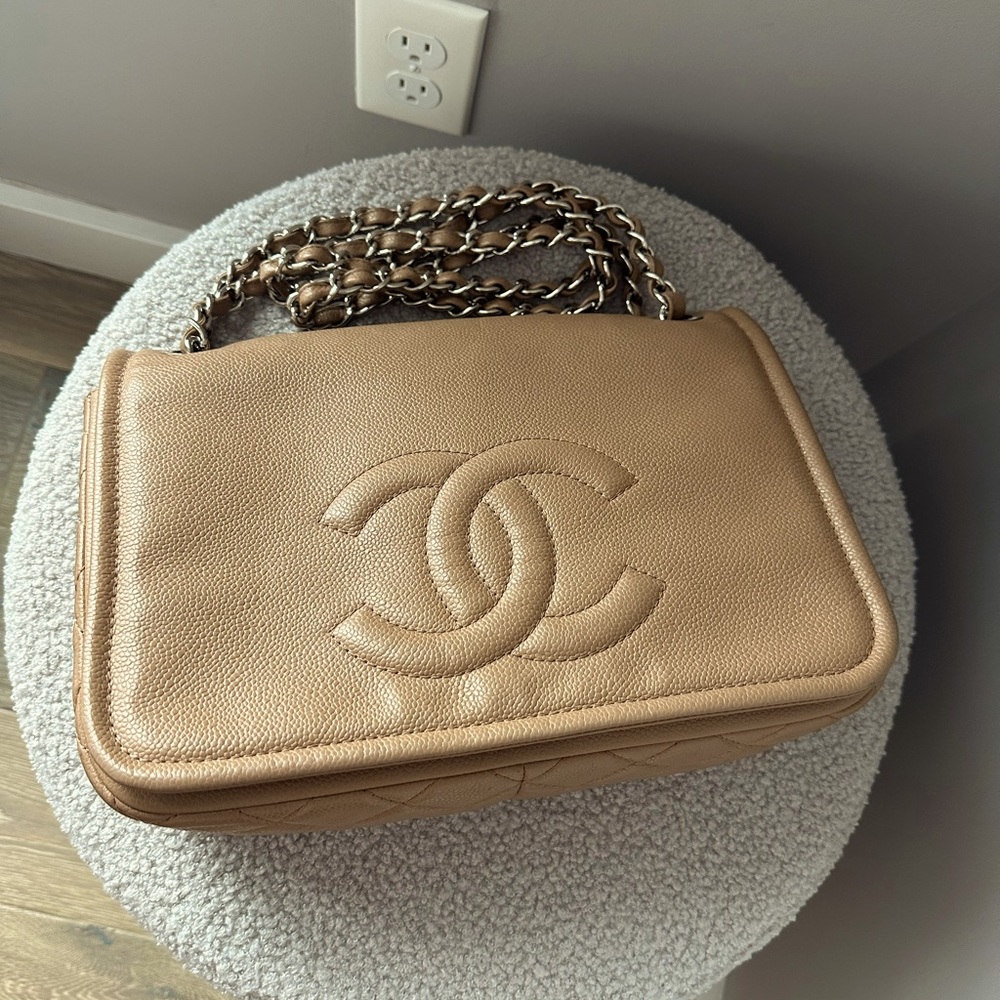 Chanel camel single flap bag